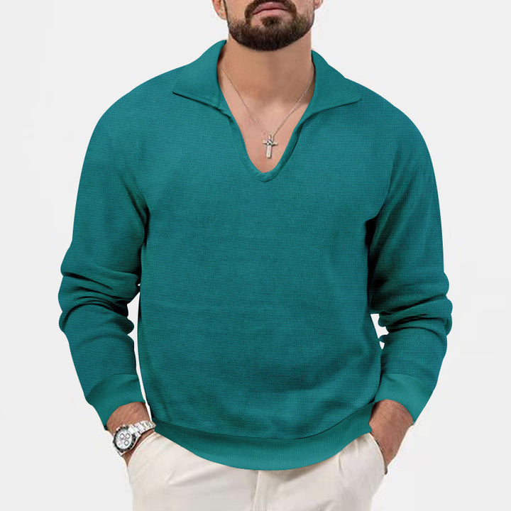 Herren eleganter Pullover mit V-Ausschnitt und strukturiertem Design Drune