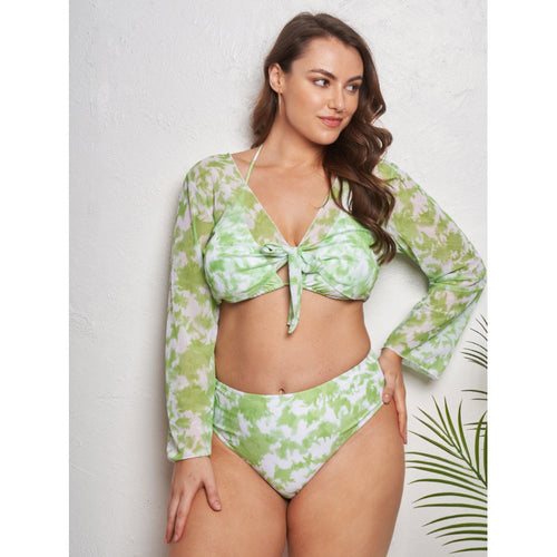 Damen Triangel-Bikini mit hohem Bund und modischem Batik-Design Drune