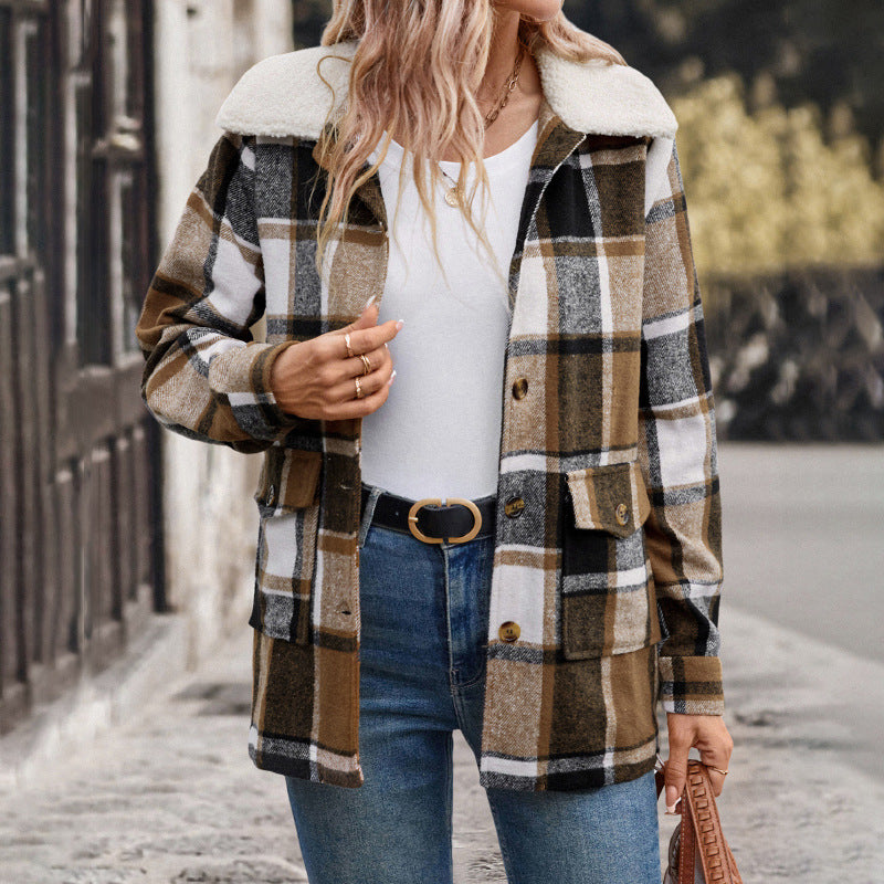 Damen Flanelljacke im klassischen Karomuster mit großen Taschen Drune