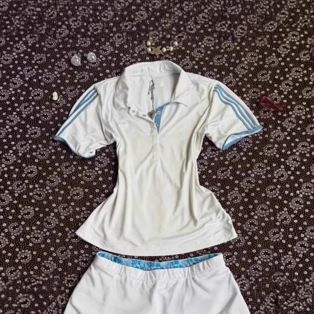 Damen Sportliches Polo-Shirt mit gestreiftem Kragen Drune