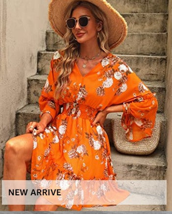 Damen Freizeitkleid mit luftiger Silhouette und floralem Design Drune