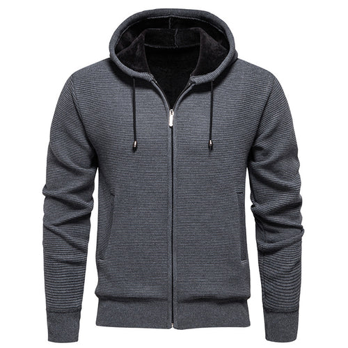 Herren moderne Kapuzenjacke mit strukturierter Oberfläche und weichem Innenfutter Drune