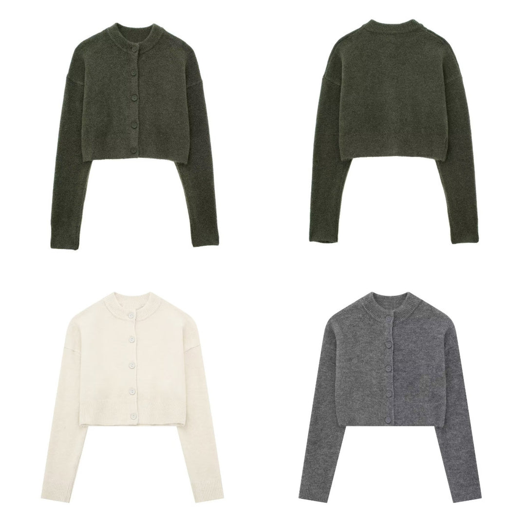 Damen cropped Strickjacke mit eleganten Knopfdetails Drune