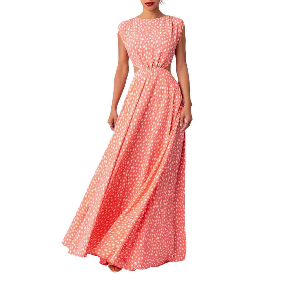 Damen Maxi-Punktkleid mit raffiniertem Schnitt und eleganten Details Drune