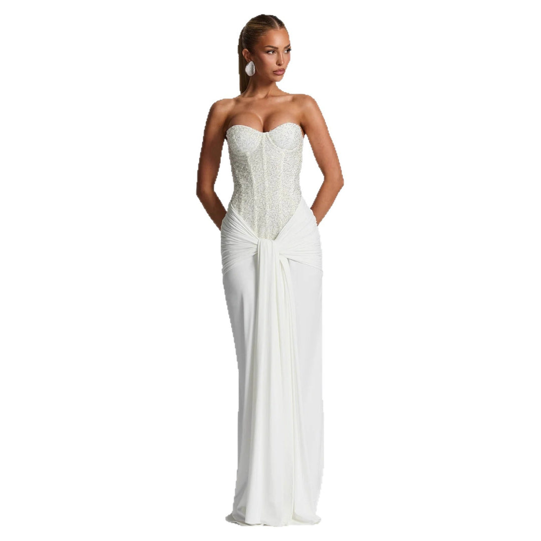 Damen Strapless Glamour- Abendkleid mit drapierter Taille Drune