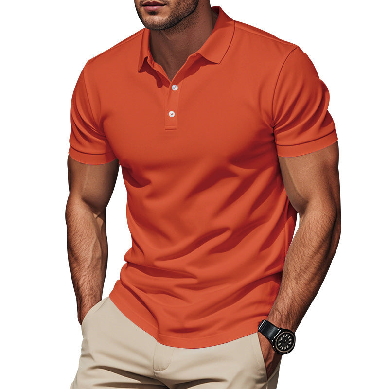 Herren nan Polokragen-Shirt mit schlanker Passform, atmungsaktiver Meshstruktur und flacher Zwei-Knopfleiste Drune