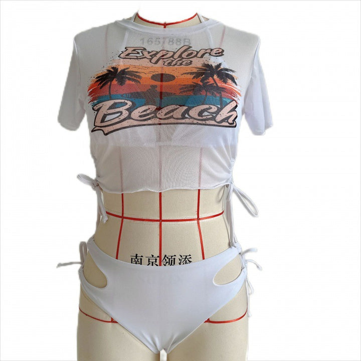 Damen Bikiniset mit modischer cropped Bluse und Schnürdetail Drune