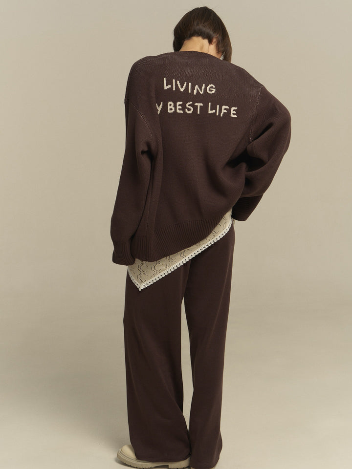 Damen bequemer Oversized-Pullover und lässige Palazzohose Set Drune