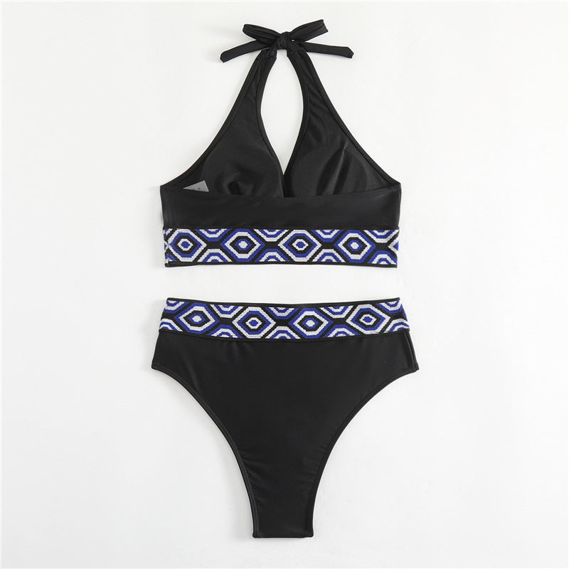 Damen Bikini-Set mit geometrischem Design und tiefem V-Ausschnitt Drune
