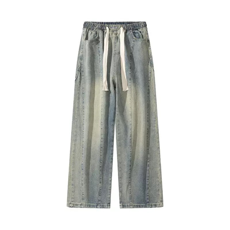 Herren weite Denim-Hose im urbanen Stil mit lässigem Schnitt und bequemem Gummizug Drune