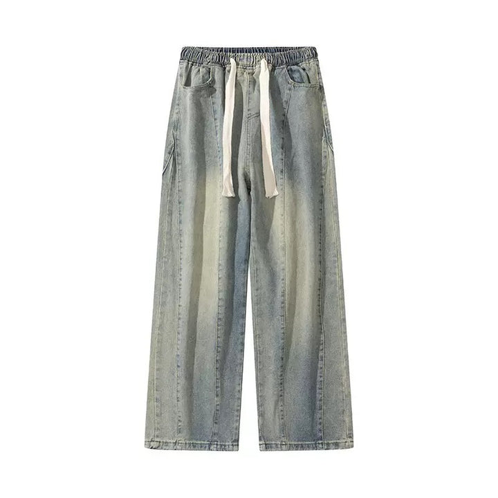 Herren weite Denim-Hose im urbanen Stil mit lässigem Schnitt und bequemem Gummizug Drune