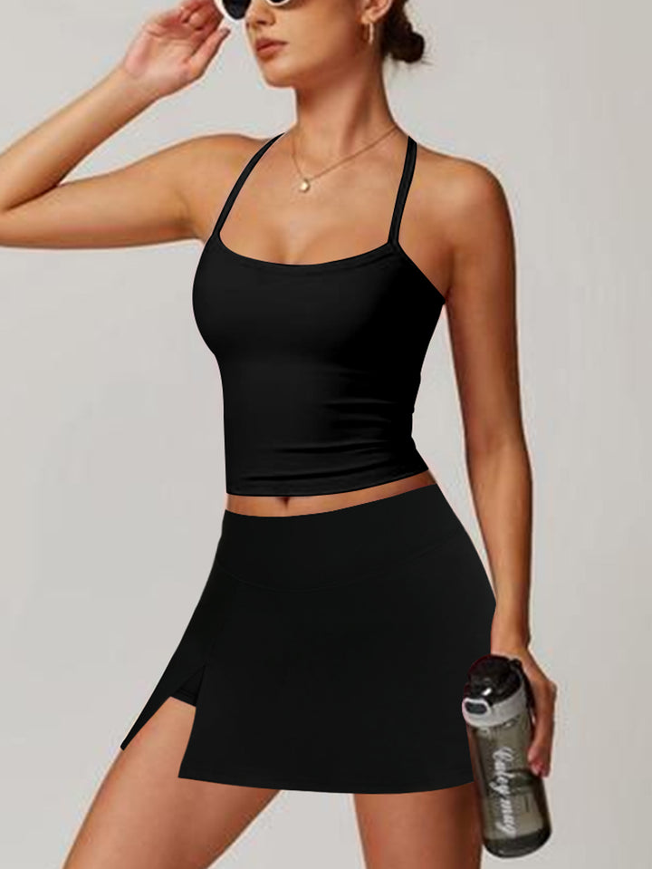 Damen Sportliches Tanktop mit kombiniertem Minirock Drune