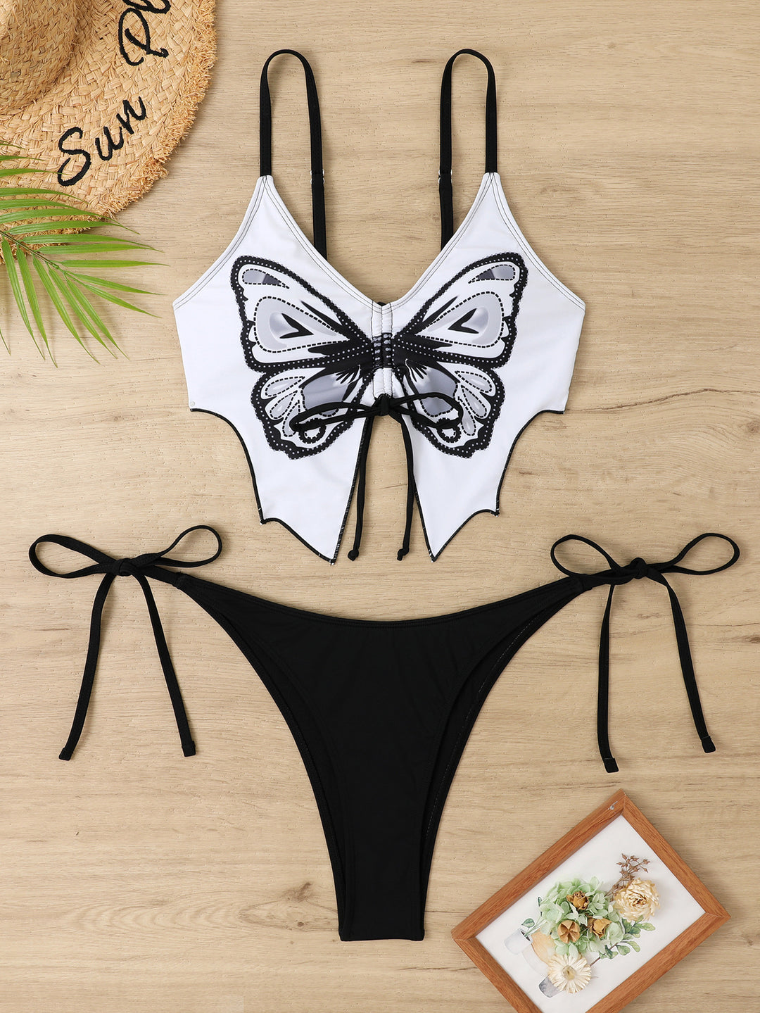 Damen Buntes Bikini-Set mit Schmetterlingsdesign Drune