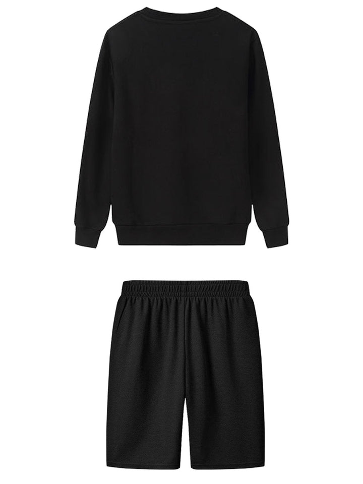 Damen Sportliches Sweatshirt- und Shorts-Set mit auffälligem Druck Drune
