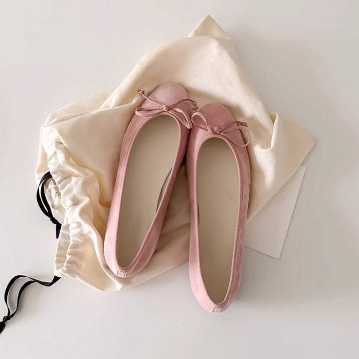 Damen Ballerinas mit zartem Schleifen-Detail und hochwertigem Wildleder Drune