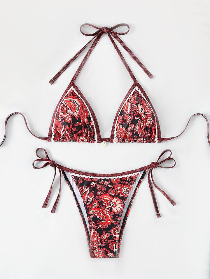 Damen Triangel-Bikini mit aufwendigem Floral-Design Drune