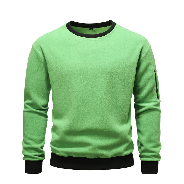 Herren nan Fleece-Sweatshirt mit Rundhalsausschnitt und Ärmeltasche mit Reißverschluss Drune
