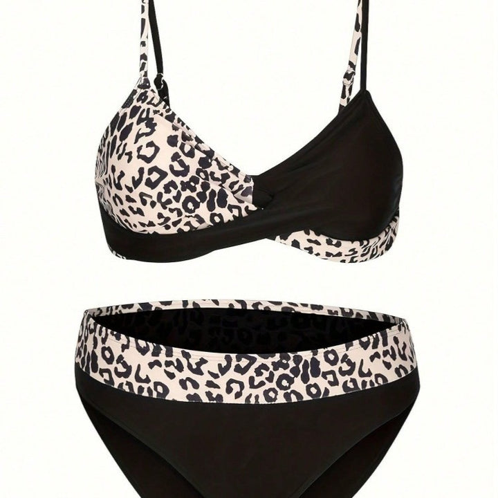 Damen Bikini-Set mit modischem Leopardenmuster und bequemen Trägern Drune