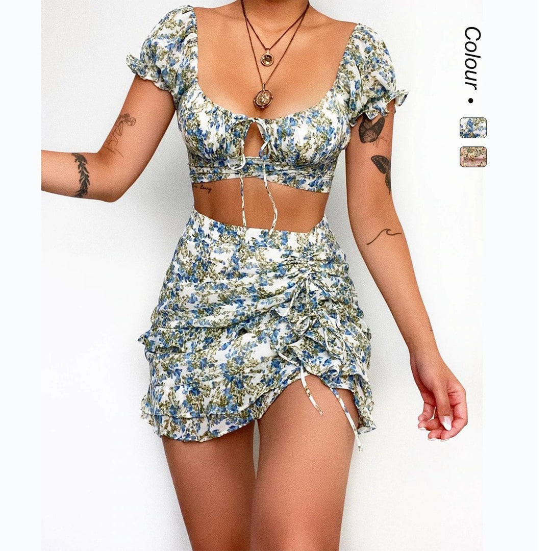 Damen Crop-Top und Minirock Set Drune