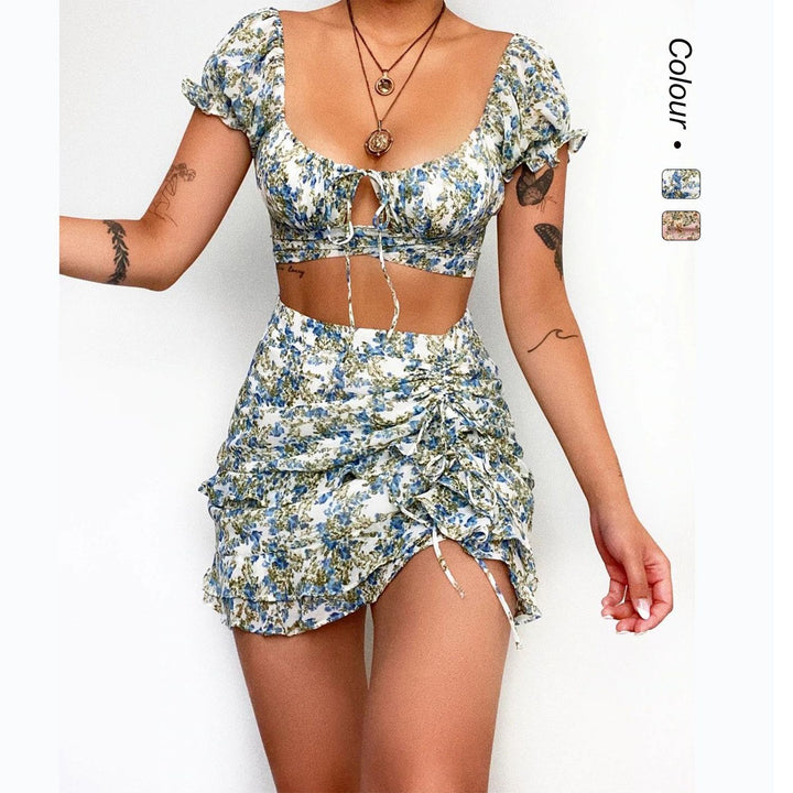 Damen Crop-Top und Minirock Set Drune