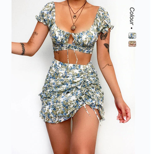 Damen Crop-Top und Minirock Set Drune