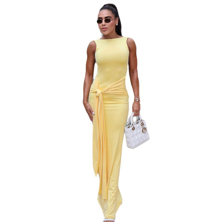 Damen Maxikleid mit raffiniertem Knoten-Design und seitlichen Cut-Outs Drune