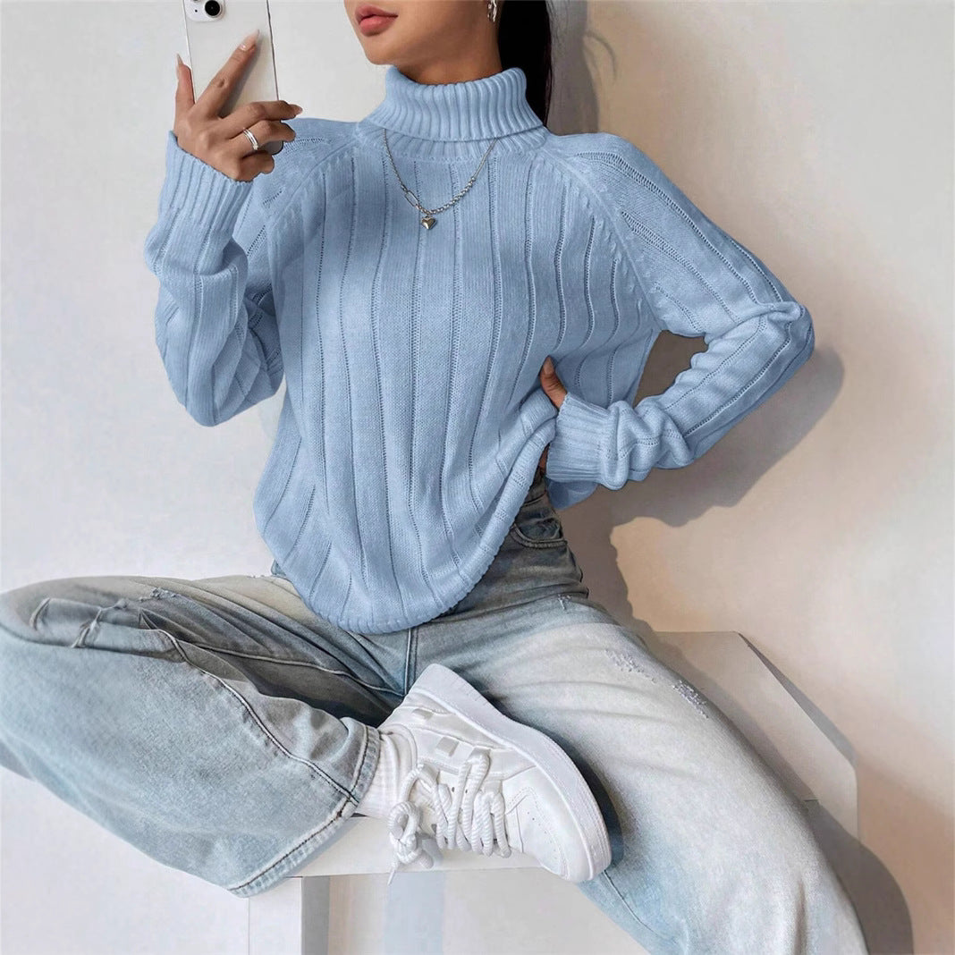 Damen Strickpullover mit hohem Kragen Drune