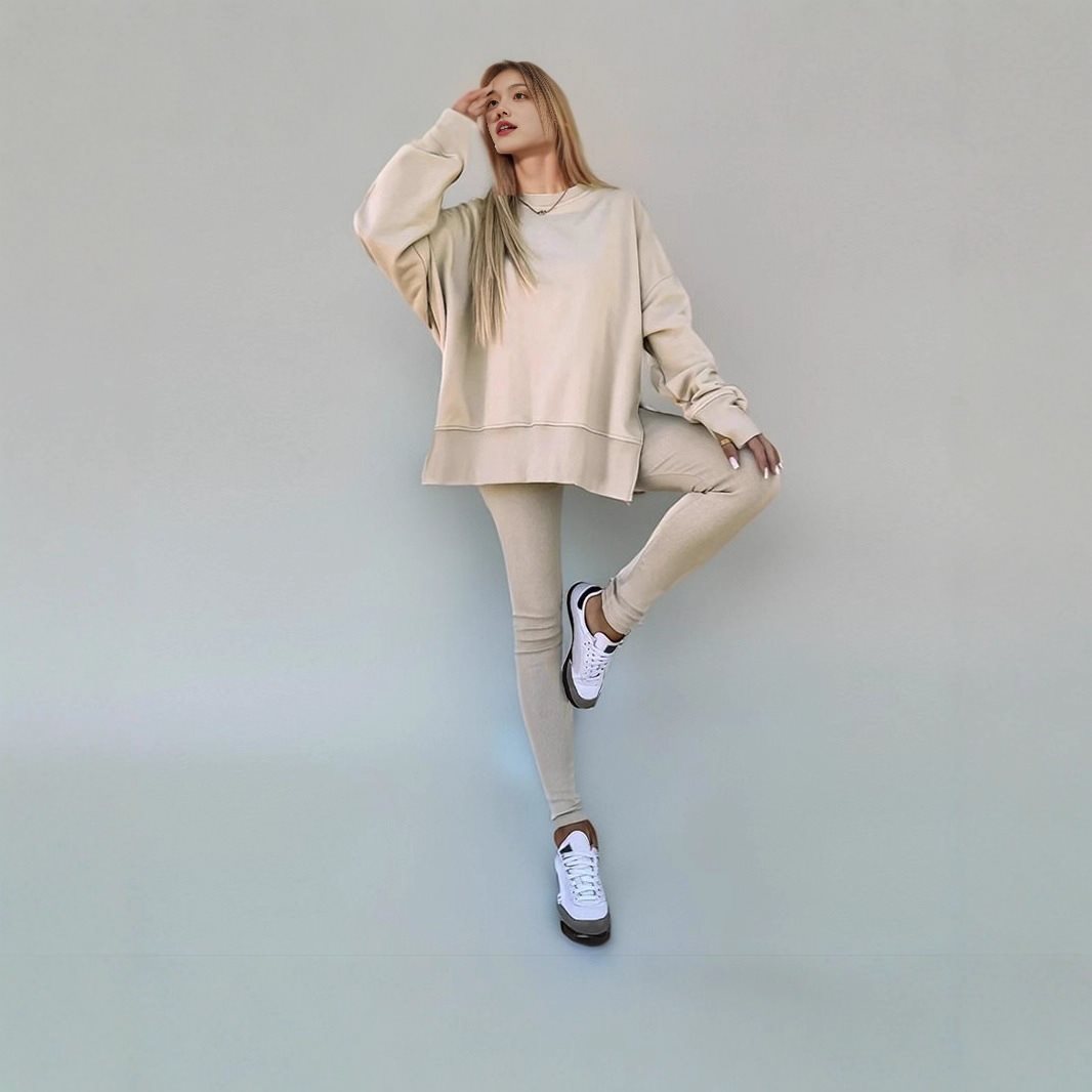 Damen Bequemes Oversized Sweatshirt mit lässigem Schnitt und passenden Leggings Drune