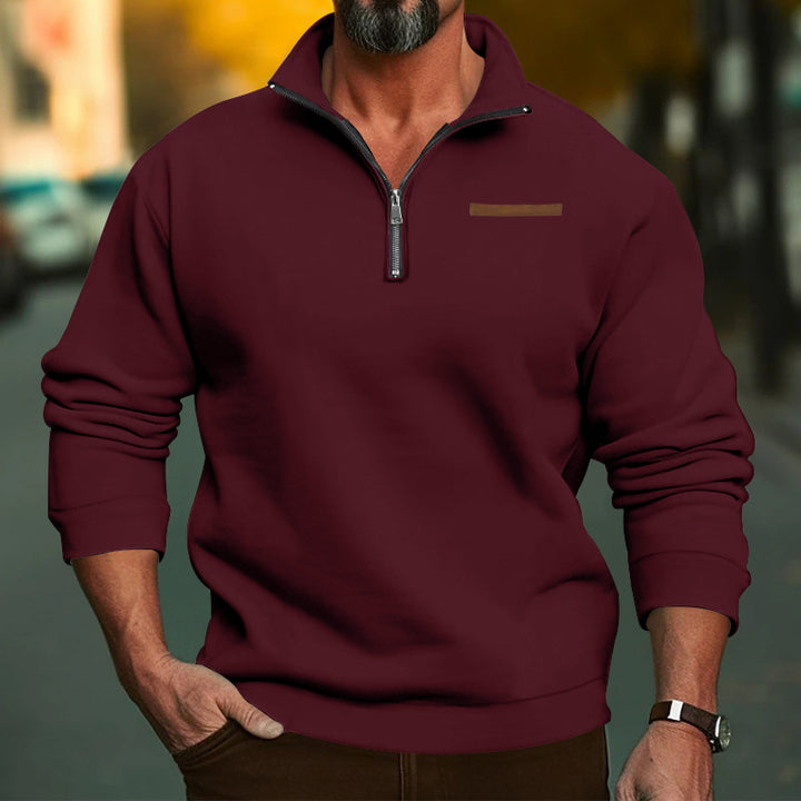 Herren lässiger Pullover mit halbem Reißverschluss und strukturiertem Design Drune