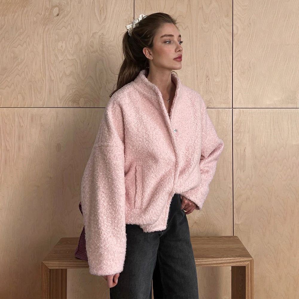 Damen Modische fleeceartige Übergangsjacke mit elastischem Bund und praktischen Seitentaschen Drune