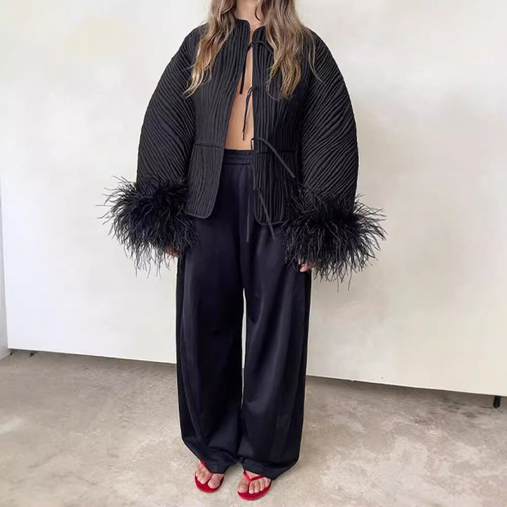 Damen Jacke mit Volantdetails und plissierter Struktur Drune