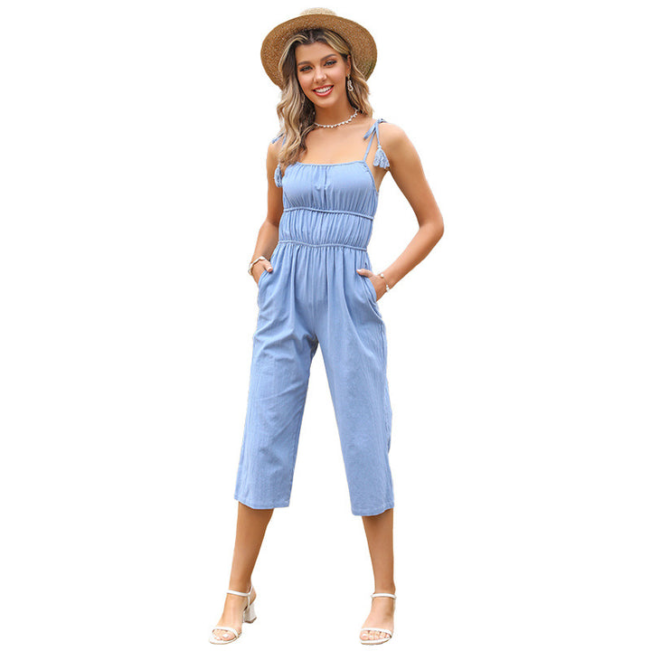 Damen entspannter Jumpsuit mit verstellbaren Trägern und fließendem Schnitt Drune
