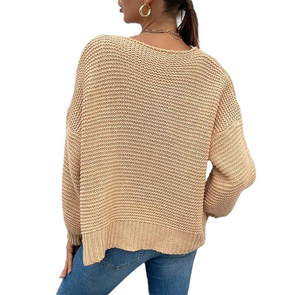 Damen Strickjacke mit voluminösen Ärmel und stylischem Rippenmuster Drune