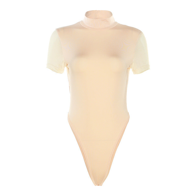 Damen Figurbetontes Bodysuit mit Hochkragen Drune