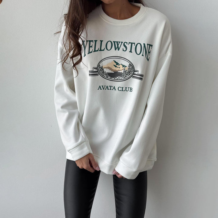 Damen lässiges Sweatshirt mit kreativem Bergmotiv und komfortablem Schnitt Drune