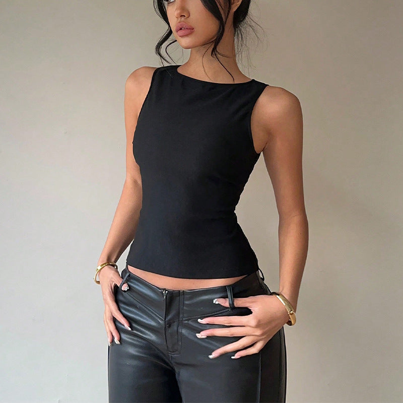 Damen ärmelloses Oberteil mit asymmetrischem Schnitt und elegantem Design Drune