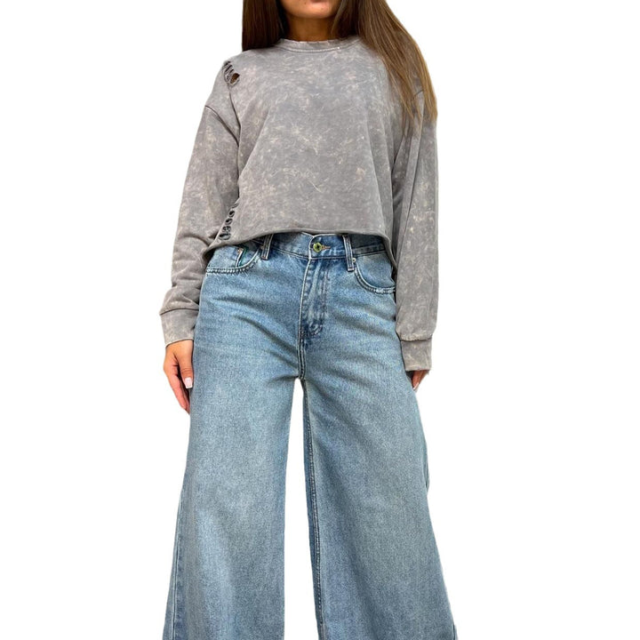 Damen lässiger, oversized Sweatshirt mit modischen Cut-Outs Drune