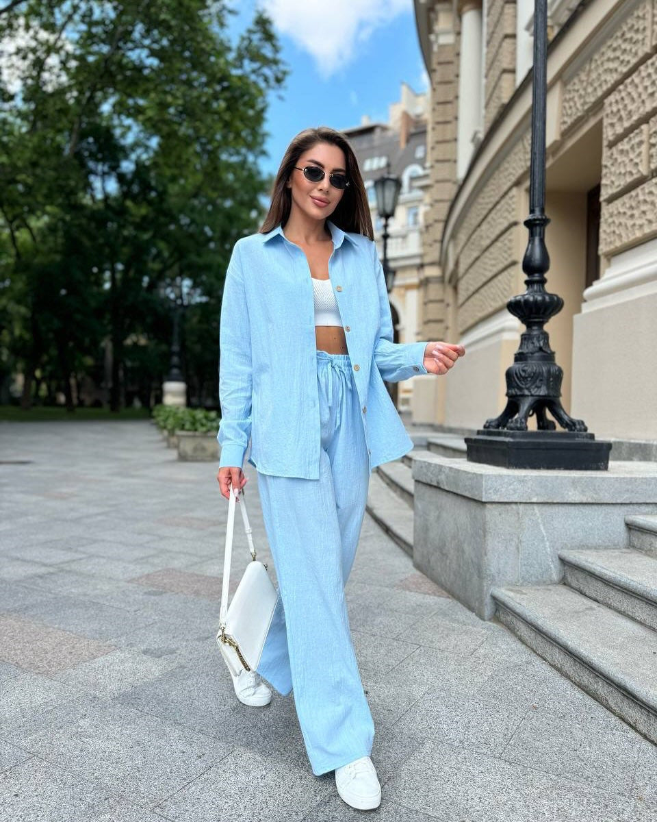 Damen modische weit geschnittene Jacke und Hose Set Drune
