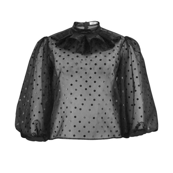 Damen Bluse mit voluminösen Puffärmeln und Polka-Dots Drune