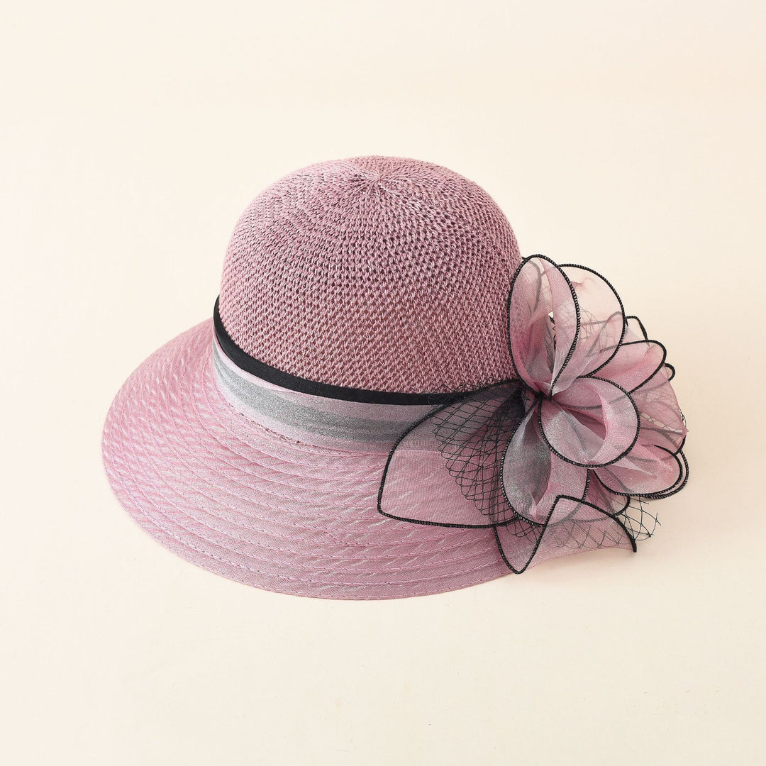 Damen eleganter Sonnenhut mit feiner Schleifenverzierung und breiter Krempe Drune