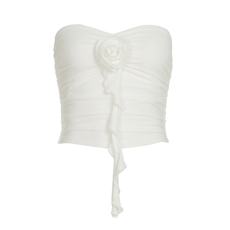Damen Bustier-Oberteil mit raffiniertem Rüschendesign und eleganter Rosendekoration Drune