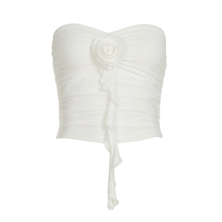 Damen Bustier-Oberteil mit raffiniertem Rüschendesign und eleganter Rosendekoration Drune