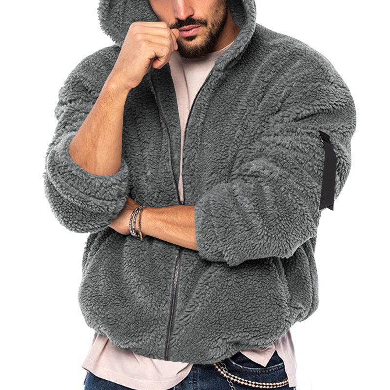 Herren Fleecejacke mit Kapuze und weich strukturiertem Innenfutter Drune