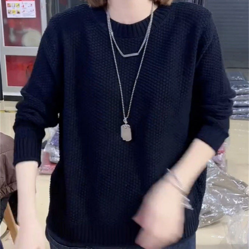 Damen lässiger Strickpullover mit strukturierter Oberfläche und weitem Schnitt Drune