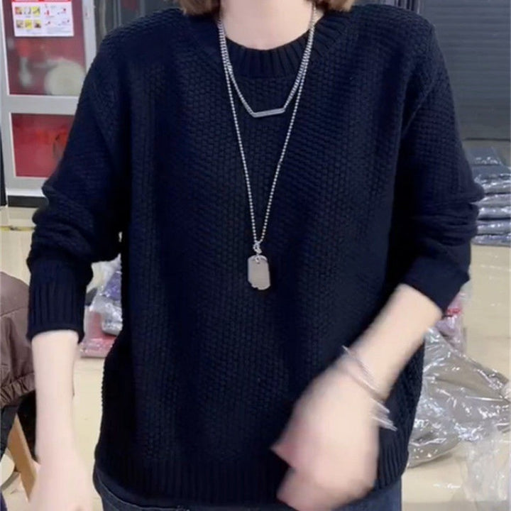 Damen lässiger Strickpullover mit strukturierter Oberfläche und weitem Schnitt Drune