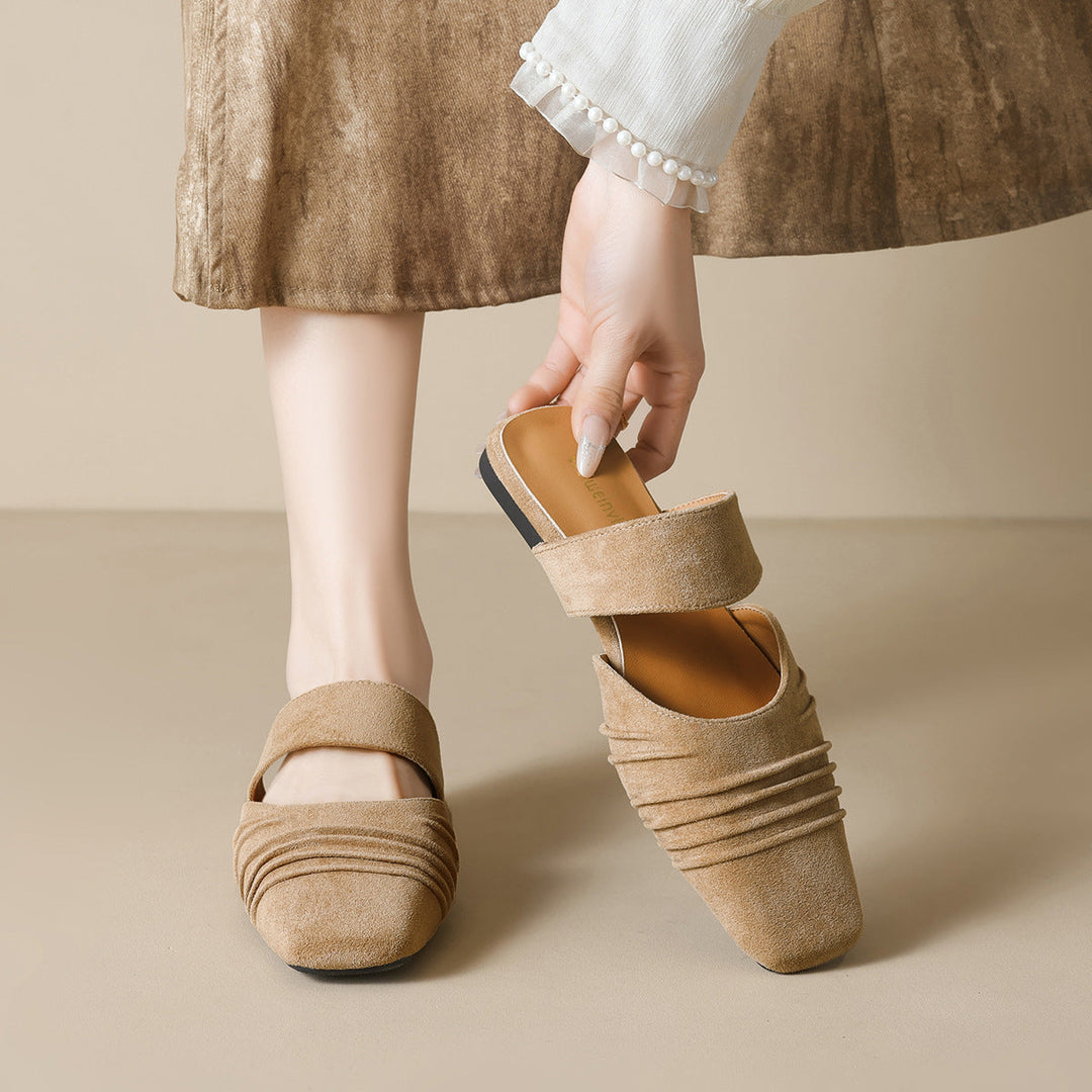 Damen Mokassin-Sandalen mit eleganten Riemen und stylischem Faltendesign Drune