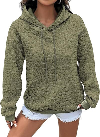 Damen Kapuzenpullover mit floralen Prägungen und großzügiger Passform Drune