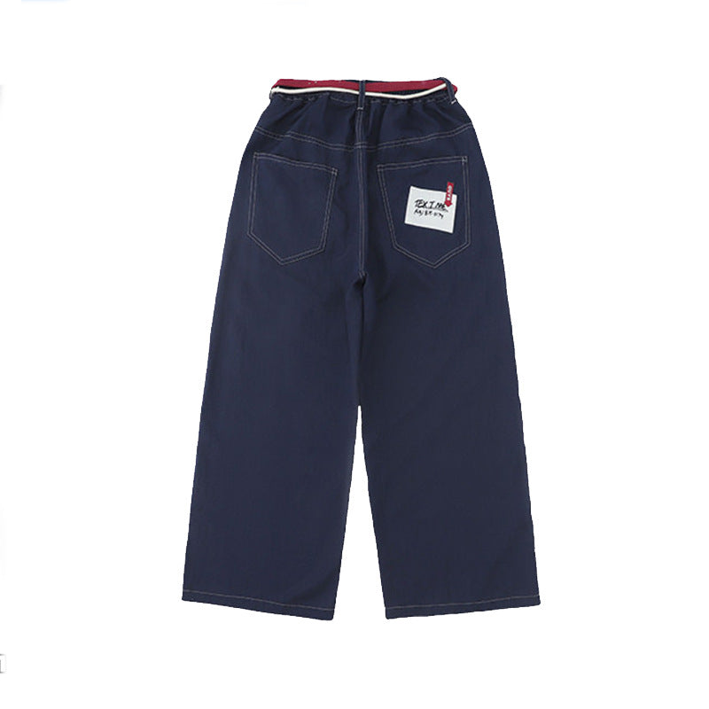 Damen weite und bequeme Denim-Hose mit praktischen Taschen Drune