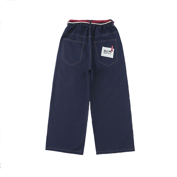 Damen weite und bequeme Denim-Hose mit praktischen Taschen Drune
