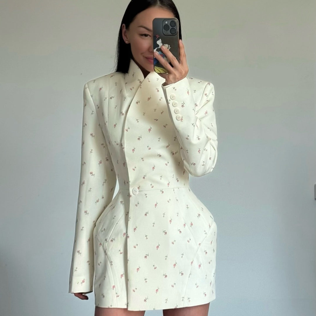 Damen Modischer Blazer-Rock mit floralem Design und taillierter Passform Drune